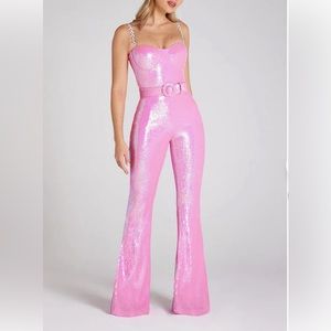 Pink flare jumpsuit